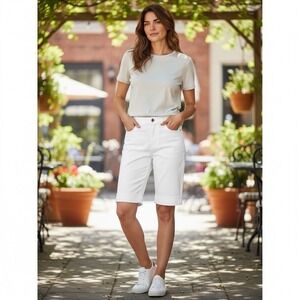 NYDJ LIFT xTUCK Women's 12 Bermuda Denim Shorts Cuffed White NEW